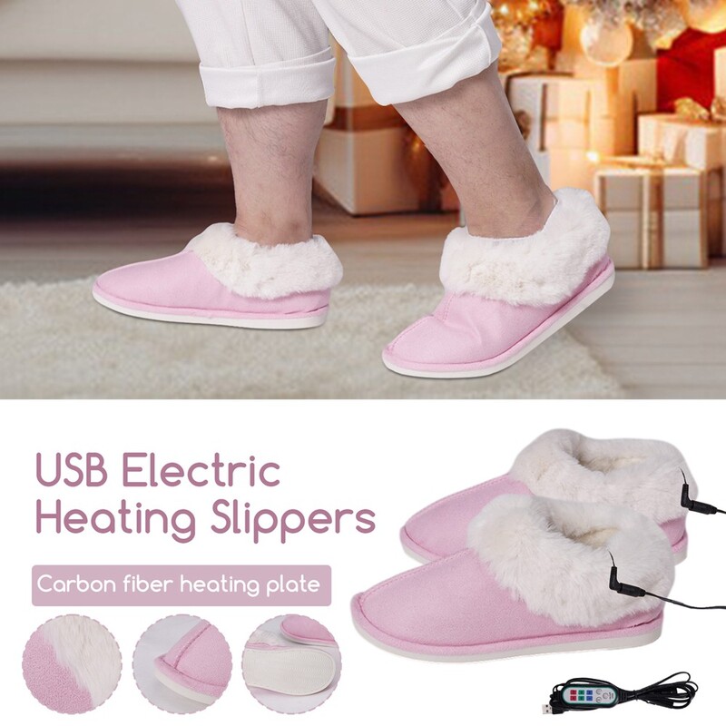 Šildomi pėdų šildomi batai Įkraunami šildomi šilti medvilniniai batai pėdų šildymui namų biure Nuimami ir plaunami elektriniai šildomi medvilniniai vyriški ir moteriški batai