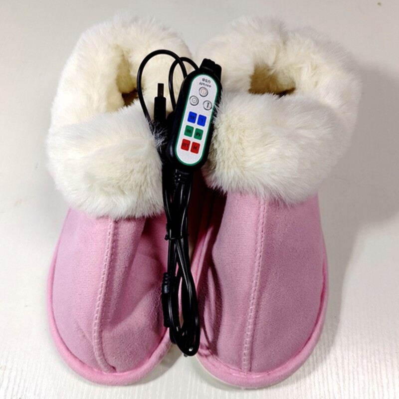 Šildomi pėdų šildomi batai Įkraunami šildomi šilti medvilniniai batai pėdų šildymui namų biure Nuimami ir plaunami elektriniai šildomi medvilniniai vyriški ir moteriški batai