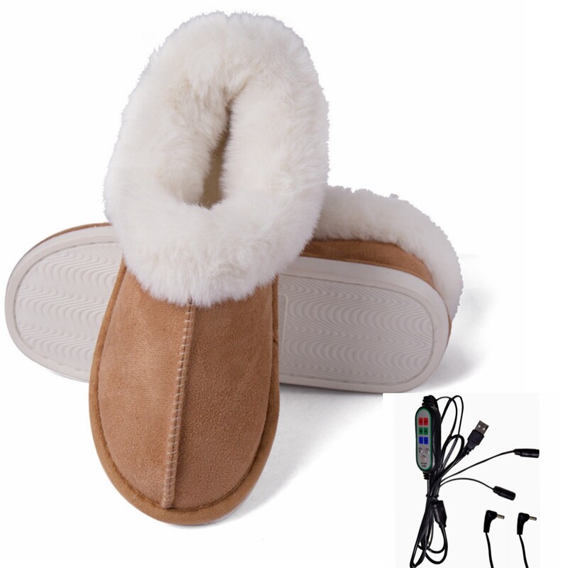 Šildomi pėdų šildomi batai Įkraunami šildomi šilti medvilniniai batai pėdų šildymui namų biure Nuimami ir plaunami elektriniai šildomi medvilniniai vyriški ir moteriški batai