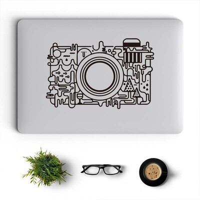 Apstraktna linija Kamera Vinilna naljepnica za prijenosno računalo za Macbook 13 Pro 14 Air Retina 15 Mac Cover Skin Decor Tablet PC Cool naljepnica za prijenosno računalo