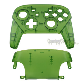 ExtremeRate Transparent Clear Green Faceplate and Backplate Shell Housing Fix Parts + Tools for NS Pro Controller