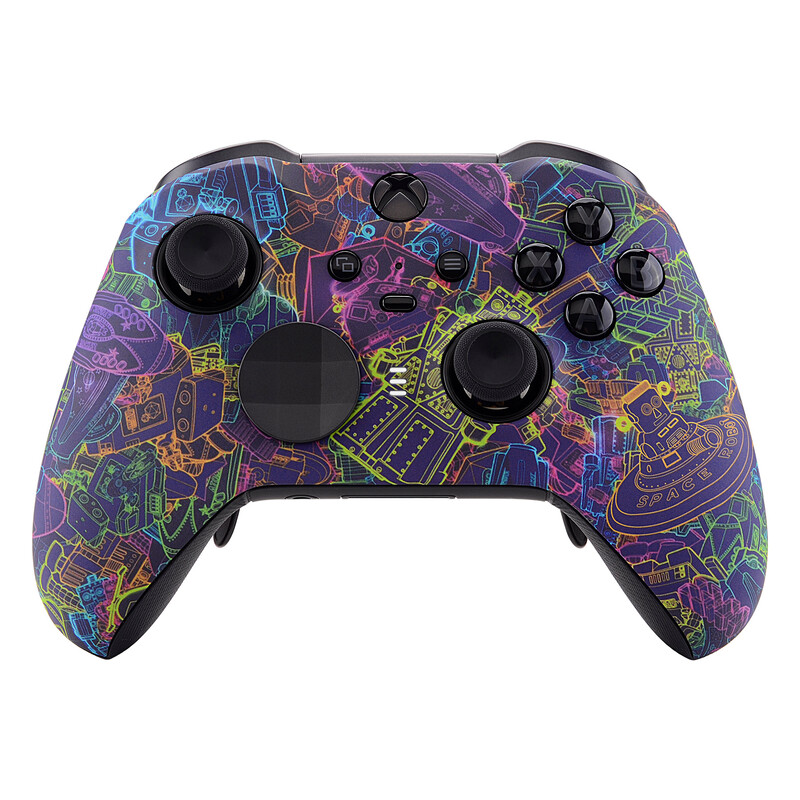 eXtremeRate Soft Touch Faceplate Комплект за смяна на черупката на предния корпус за контролер Xbox One Elite Series 2 - Neon Novel