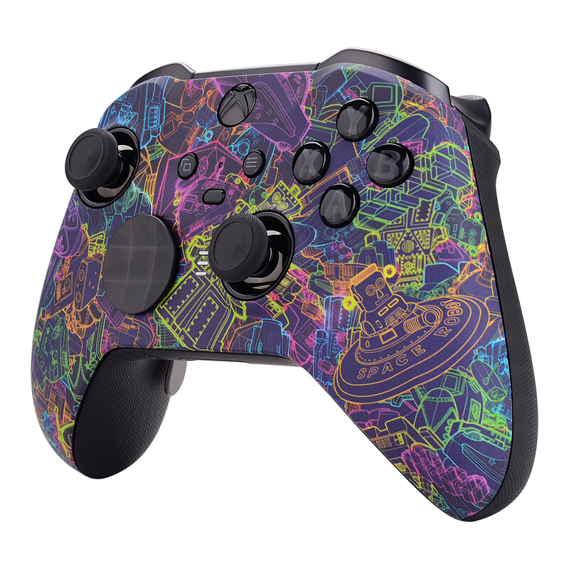 eXtremeRate Soft Touch Faceplate Комплект за смяна на черупката на предния корпус за контролер Xbox One Elite Series 2 - Neon Novel