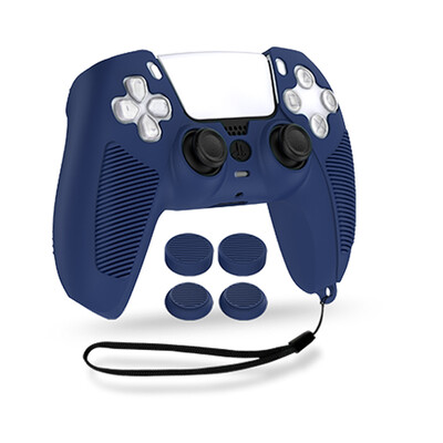 2024 pentru PS5 Gamepad Husă din silicon anti-alunecare cu curea + 4 bucăți Thumbsticks analog pentru controler de joc Sony Playstation 5