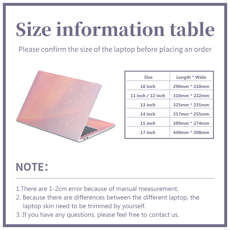 Laptop borító matrica Notebook Skin vinil Laptop Skin 11"14"15.6"17" Laptop tartozékok matrica Macbook/Lenovo HP/Asus/Acer/Dell számára