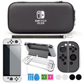 За Nintendo Switch Oled Case Bundle Bag Pack Game Accessories Kit Hard Shell Travel Storage Bag JoyCon Protective Cover Grip