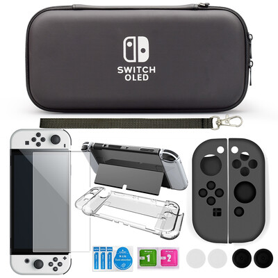 За Nintendo Switch Oled Case Bundle Bag Pack Game Accessories Kit Hard Shell Travel Storage Bag JoyCon Protective Cover Grip