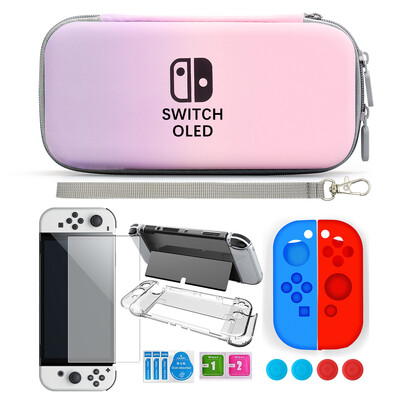 За Nintendo Switch Oled Case Bundle Bag Pack Game Accessories Kit Hard Shell Travel Storage Bag JoyCon Protective Cover Grip