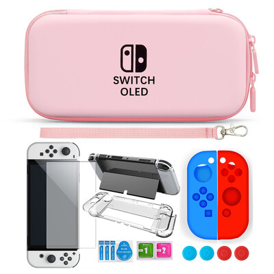 За Nintendo Switch Oled Case Bundle Bag Pack Game Accessories Kit Hard Shell Travel Storage Bag JoyCon Protective Cover Grip