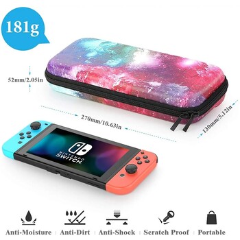 Switch Portable Case για Nintendo Switch Case με προστατευτικό οθόνης, κιτ αξεσουάρ Nintendo Switch 9 σε 1 και 6 λαβές αντίχειρα