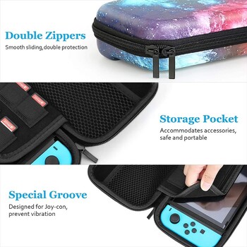 Switch Portable Case για Nintendo Switch Case με προστατευτικό οθόνης, κιτ αξεσουάρ Nintendo Switch 9 σε 1 και 6 λαβές αντίχειρα