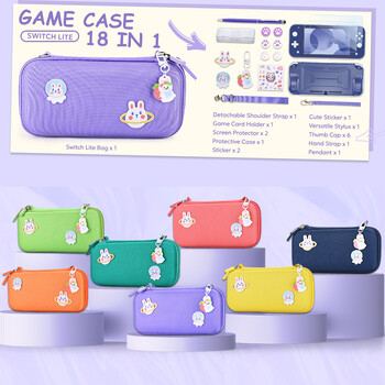 Switch Lite Purple Bag με ιμάντα ώμου 17 σε 1 Switch Lite Case Φορητή τσάντα αποθήκευσης gaming για Nintendo Switch Lite