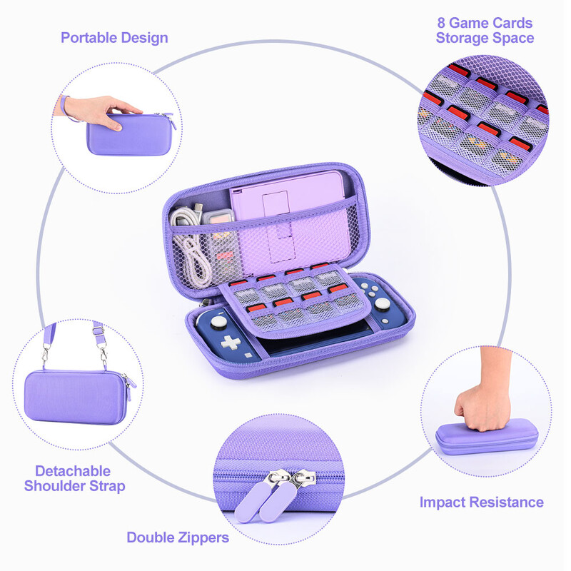 Switch Lite ljubičasta torba s remenom za nošenje na ramenu 17 u 1 Switch Lite Case prijenosna gaming torba za pohranu za Nintendo Switch Lite