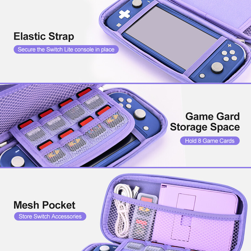 Switch Lite ljubičasta torba s remenom za nošenje na ramenu 17 u 1 Switch Lite Case prijenosna gaming torba za pohranu za Nintendo Switch Lite