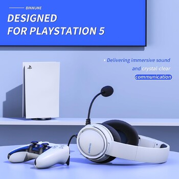 BINUNE Gaming Headset με μικρόφωνο για PS4 PS5 Xbox Series X