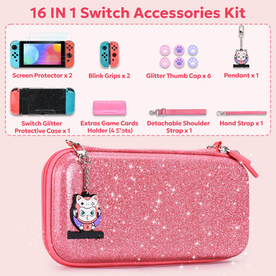 За NS Switch Модел Аксесоари за игри с калъф за носене Водоустойчив калъф Hard Shell Switch Защитен калъф Капачки за палци