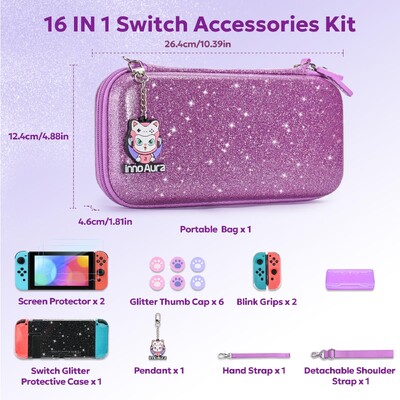 За NS Switch Модел Аксесоари за игри с калъф за носене Водоустойчив калъф Hard Shell Switch Защитен калъф Капачки за палци