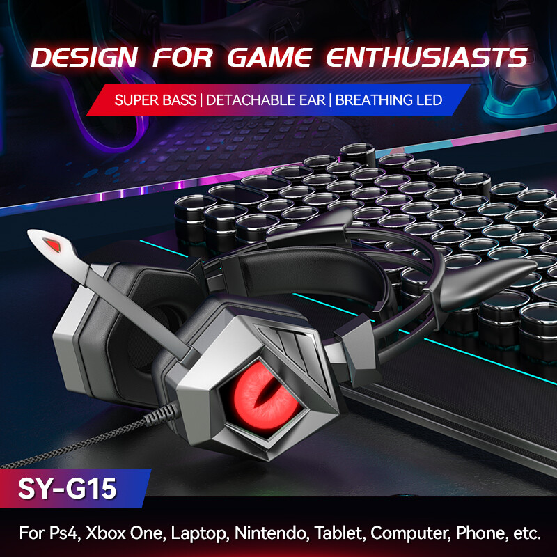 E-sport žičane slušalice Cool Eagle Eye dizajn LED slušalice s svjetlom za disanje za PS4 PS5 Xbox PC s HD mikrofonom Slušalice s mačjim ušima Gaming slušalice