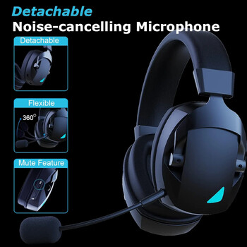 Acinaci Wireless Gaming Headset with Mic 2.4G Bluetooth Headphone USB 3.5mm Wired 3 modes for PC, PS4, PS5, Mac, Switch