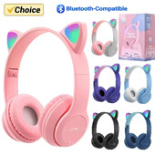 P47M belaidžių ausinių blykstė Miela katės ausinių fone su mikrofono valdymu LED stereo muzikos šalmas Telefonas Bluetooth ausinių dovana