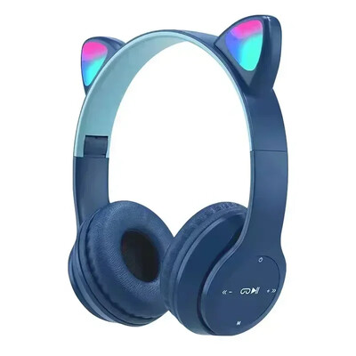 P47M belaidžių ausinių blykstė Miela katės ausinių fone su mikrofono valdymu LED stereo muzikos šalmas Telefonas Bluetooth ausinių dovana