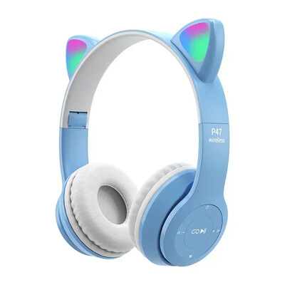 P47M belaidžių ausinių blykstė Miela katės ausinių fone su mikrofono valdymu LED stereo muzikos šalmas Telefonas Bluetooth ausinių dovana