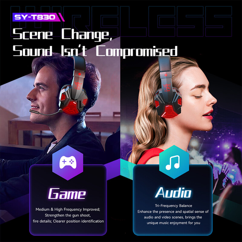 Căști profesionale de gaming Bluetooth cu microfon detașabil pentru laptop Xbox Smart Phone Gamer headset Cadouri