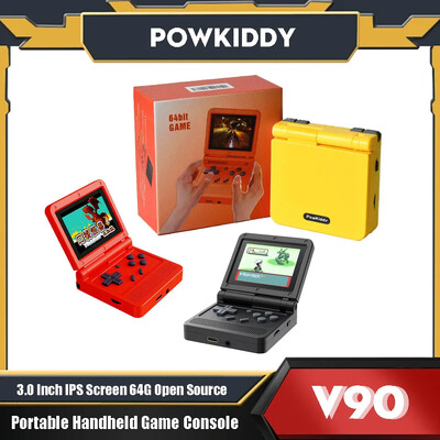 Powkiddy V90 sulankstoma delninė žaidimų konsolė 3,0 colių IPS ekranas retro vaizdo žaidimų grotuvas 64G atviro kodo nešiojamieji mini pultai Dovana