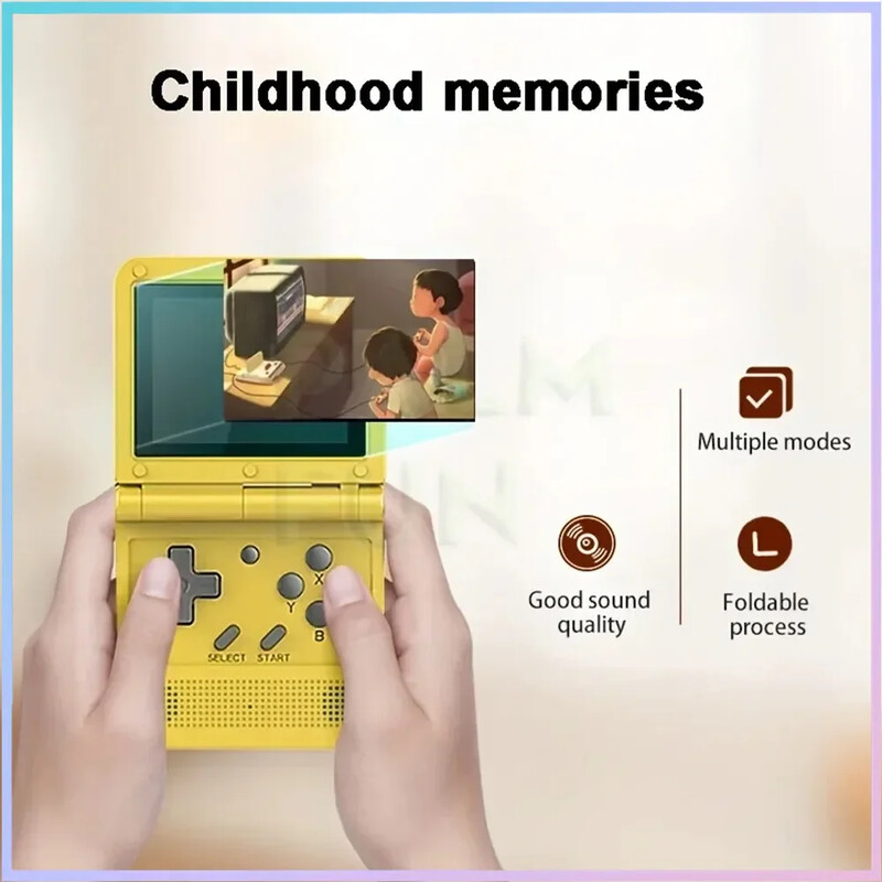 Powkiddy V90 Fold Handheld Game Console 3.0 Inch IPS Screen Retro Video Game Player 64G Open Source Portable Mini Console Gift