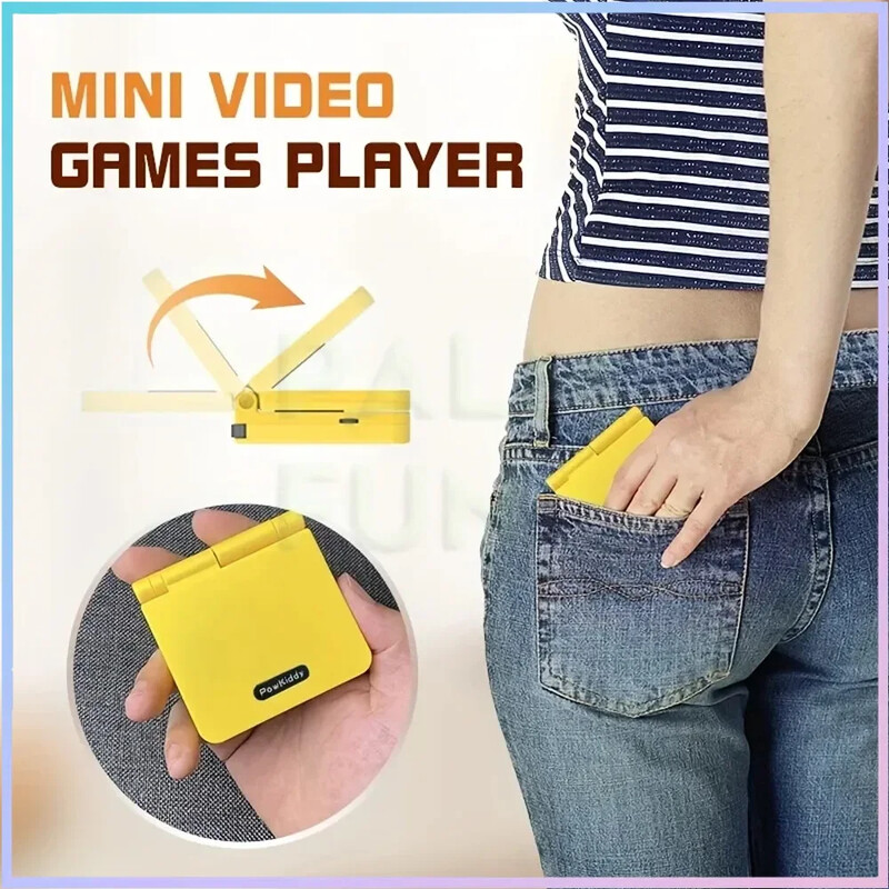 Powkiddy V90 Fold Handheld Game Console 3.0 Inch IPS Screen Retro Video Game Player 64G Open Source Portable Mini Console Gift