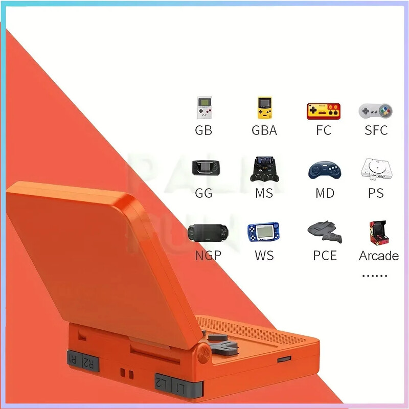 Powkiddy V90 Fold Handheld Game Console 3.0 Inch IPS Screen Retro Video Game Player 64G Open Source Portable Mini Console Gift