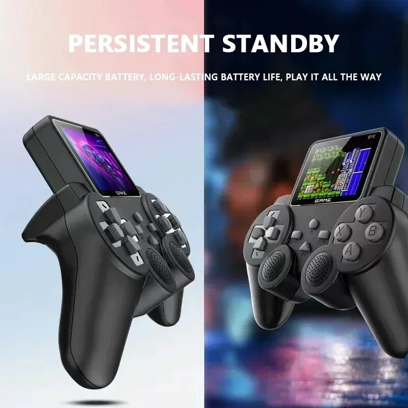 Конзола за видеоигри S10 Мини дистанционно управление Дръжки Ръчна конзола 520 игри AV изход Видео контролер за двама играчи Подарък за деца