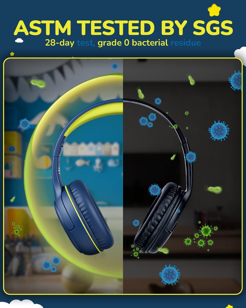 Слушалки AWATRUE AT2, 3,5 мм съраунд стерео слушалки за игри с микрофон Меки мемори наушници за компютър, лаптоп, деца за малки деца в училище