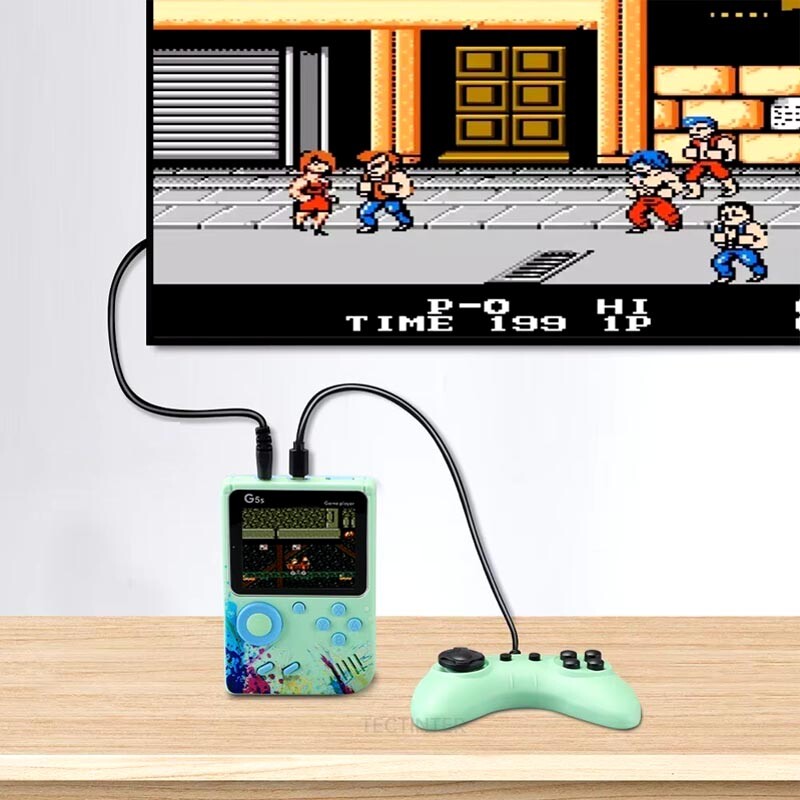 TECTINTER Konzola za videoigre Mini prijenosni retro TV Ručni player za igre Ugrađeno 500 igara LCD zaslon AV izlaz Podrška 2 Igra