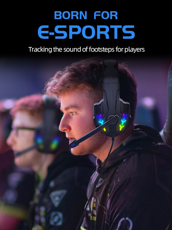 Naujos žaidimų ausinės su triukšmą slopinančiomis 3,5 mm RGB žaidimų ausinėmis, skirtomis PS4 PC Xbox One nešiojamojo kompiuterio ausinės su mikrofono LED lempute