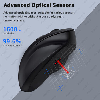 Διπλή λειτουργία ασύρματα ποντίκια υπολογιστή 1600 DPI Επαναφορτιζόμενο εργονομικό ποντίκι Bluetooth για φορητό υπολογιστή/Notebook/iPad/Tablet/Mac/Chromebook