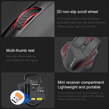 E-YOOSO X-31 USB 2.4G Wireless Gaming Μεγάλο ποντίκι για μεγάλα χέρια PAW3212 4800 DPI 5 κουμπιά για Gamer ποντίκια Υπολογιστής Φορητός υπολογιστής