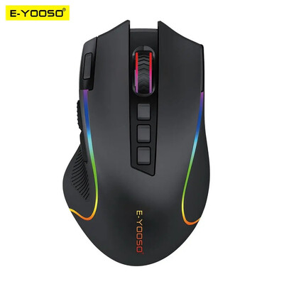 E-YOOSO X-11 RGB USB 2.4G belaidė žaidimų pelė 4000 DPI 9 mygtukai, programuojami ergonomika, skirta žaidėjų pelėms, nešiojamam kompiuteriui