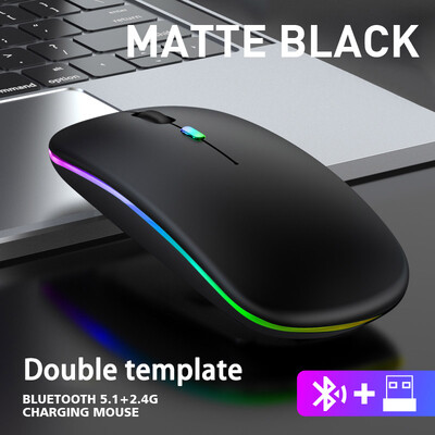 Bežični miš Bluetooth i 2,4 GHz Dual Modes Punjivi RGB Ergonomic Silent Click za PC iPad Laptop Mobitel TV