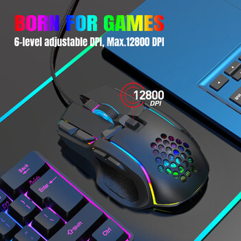 10 κουμπιά 12800 DPI USB Gaming Μηχανικό ποντίκι RGB με οπίσθιο φωτισμό Computer Gamer Προγραμματιζόμενα ενσύρματα ποντίκια για φορητό υπολογιστή Επιτραπέζιου υπολογιστή