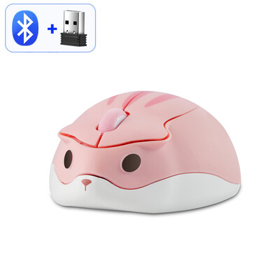 Безжична Bluetooth сладка мишка Хамстер Ергономичен USB компютър 1200 DPI Mause 2.4G Оптични 1200 DPI Розови мишки за PC лаптоп Момиче
