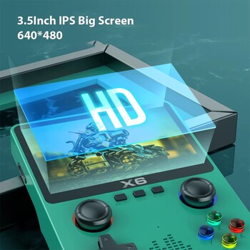 X6 Κονσόλες βιντεοπαιχνιδιών 3,5 ιντσών IPS Screen Handheld Game Player Dual Joystick 11Simulators GBA Video Game Console for Kids Gi