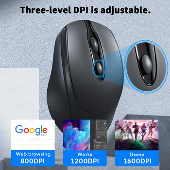 AIEACH Επαναφορτιζόμενο ασύρματο ποντίκι Bluetooth 1600DPI για MacBook Tablet Laptop Εργονομικό ποντίκι 2,4 GHz USB Αξεσουάρ εγκατάστασης υπολογιστή