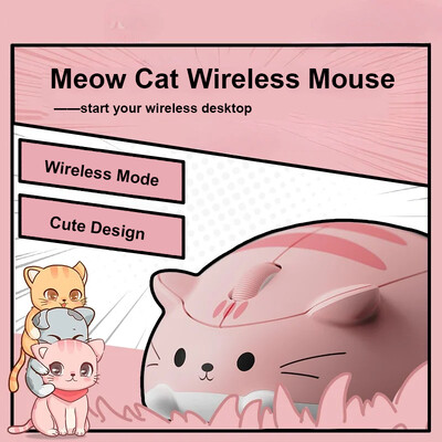 CHYI 2.4G bežični slatki miš mačka mjau kreativna ružičasta crtana mačka ergonomski mini 3D optički miš za prijenosno računalo dječji poklon djevojci