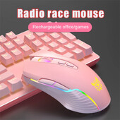 Onikuma 6400 DPI Mouse pentru jocuri fără fir LED Respirație optic USB 7 butoane Pink Esport Gamer Mouse pentru computer pentru laptop PC CW905