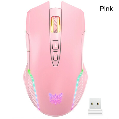 Onikuma 6400 DPI Mouse pentru jocuri fără fir LED Respirație optic USB 7 butoane Pink Esport Gamer Mouse pentru computer pentru laptop PC CW905