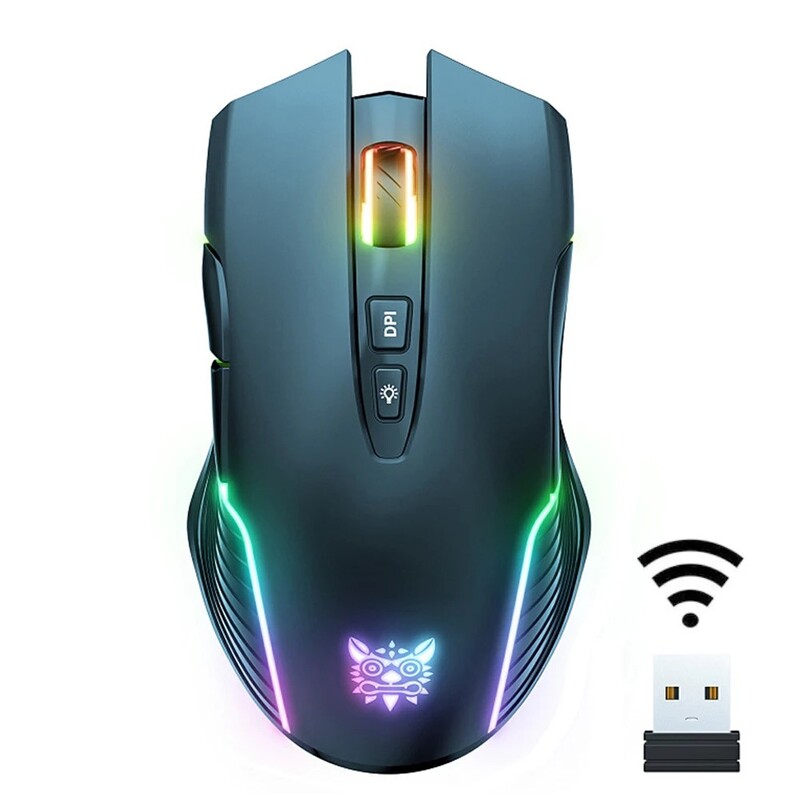 Onikuma 6400 DPI Mouse pentru jocuri fără fir LED Respirație optic USB 7 butoane Pink Esport Gamer Mouse pentru computer pentru laptop PC CW905