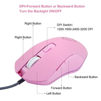 CHYI Pink Computer Mouse Πολύχρωμα ποντίκια gaming με οπίσθιο φωτισμό Optical Wired Fashion Sailor Moon Mouse Girl Mause 3200DPI για φορητό υπολογιστή