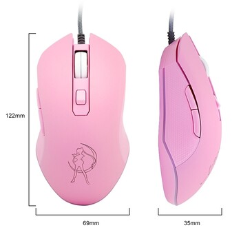 CHYI Pink Computer Mouse Πολύχρωμα ποντίκια gaming με οπίσθιο φωτισμό Optical Wired Fashion Sailor Moon Mouse Girl Mause 3200DPI για φορητό υπολογιστή