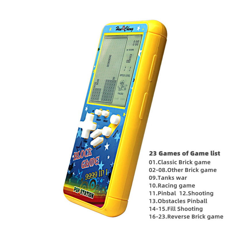 Jauns krāsu apvalks liela ekrāna retro ķieģeļu spēļu konsole iebūvēta 23 spēles Mazs korpuss piemērots āra/iekštelpu/ceļojumiem Bērna dāvana